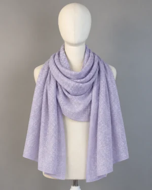 Foulard Jacquard coton couleur Lilas – présentation sur mannequin sans visage