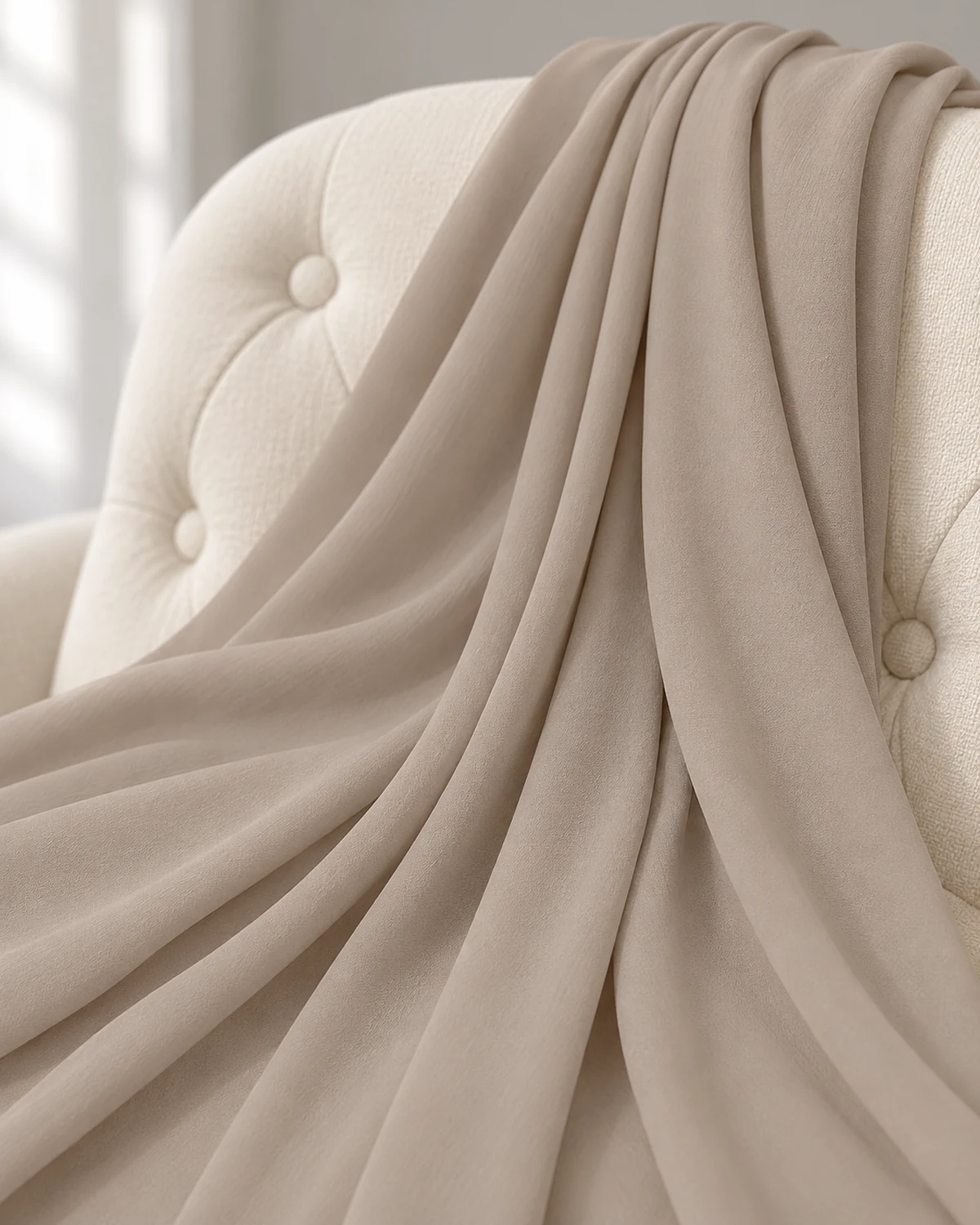 Hijab Gel couleur Taupe – détail sur fauteuil